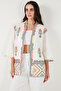Embroidered Cotton Oversize Fit Three Quarter Sleeve Kimono Kimono 676272 - 5