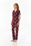 Teddy Bear Printed Shirt Collar Pajamas Set - 3