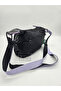 Smart Bags Parachute Satin Fabric Black Lilac Shoulder Bag - 4