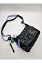 Smart Bags Parachute Satin Fabric Black Lilac Shoulder Bag - 5