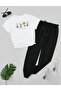 Friends Printed White Black Jogger Tracksuit Set - Comfortable Fit