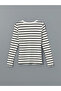 Ecru Crew Neck Striped Women's Ribbed Bodysuit - 6