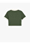 Short Sleeve Ribbed Polo Neck T-Shirt with Embroidery Detail - 2