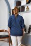 Pocket Detail Stone Detailed Plus Size Shirt Indigo - 4