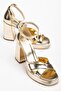 Beijing Gold Skin Platform Open Toe Thick Heeled Shoes - 2