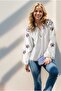 Women's White Poplin Floral Embroidered Long Sleeve Embroidered Cotton Blouse - 5