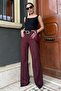 Burgundy High Waist Fabric Pants Mg2285 - 4