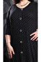 Women's Plus Size Black Polka Dot Button Accessories Skirt Tip Ruffles Dress - 5