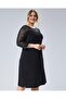 Women's Plus Size Black, Sequin Detailed Fabric, Crew Neck Dress 65N38794 - 4
