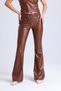 Belted Flare Leg Faux Leather Trousers Pnt33313 Tan - 4