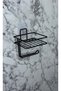 Magic Adhesive Hanger Toilet Paper Holder with Shelf, Spare Toilet Paper Holder Black - 2