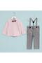 Boy's Shirt and Bow Tie Salopet Suit Slim Fit - 11579 - Pink - 2