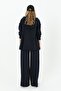 Women's 100% Cotton Double Rib Stitching Sweatpants Navy Blue - 5