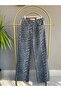Leopard Print Wide Leg High Waist Denim Pants - 6