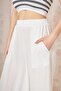 Women's White Elastic Waist Pocketed Wide Leg Loose Oversize Soft Textured Comfortable Trousers 3391341 - 4