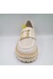 D25Ya-7300 Anatomical Genuine Leather Daily Casual Shoes - Cream Color, Laser Print - 5