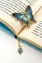 Starry Night Shades Butterfly Gold Color Metal Bookmark with Chain Ay006