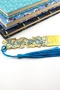 Vincent Van Gogh Blue Flowers Gold Color Metal Bookmark with Tassel Ay011 - 4