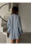 Women's Baby Blue Premium Quality Striped Oversize Tirl Shirt - 3