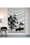 Japanese Mountain and Boat Wall Cloth Wall Tapestry First Quality Satin Fabric Poster - 2