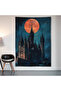 Castle and Moon Wall Drape Wall Tapestry First Quality Satin Fabric Poster - 2