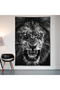 Black White Lion Wall Cloth Wall Tapestry First Quality Satin Fabric Poster - 2