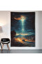 UFO Wall Drape Wall Tapestry ملصق من قماش الساتان عالي الجودة - 2