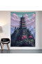 Japanese Tower Wall Drape Wall Tapestry First Quality Satin Fabric Poster - 2