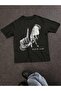Unisex Black Rock the World Printed Oversize 100% Cotton T-Shirt