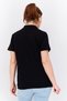 Women Spread Collar Short Sleeves Brand Logo Polo Shirt, Black - 3