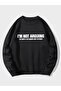 Arguing Thick Winter Sweatshirt - Black Printed Oversized Crew Neck