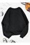 Starry Night Thick Winter Sweatshirt - Black Printed Oversized Crew Neck - 2