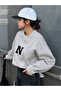 N Naivete Thick Winter Sweatshirt - Gray Printed Oversized Crew Neck - 4