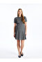 Nevavm Oval Neck Self-Patterned Short Sleeve Maternity Knitwear Dress with Difference - 2