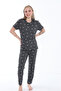 Anthracite Heart Patterned Cotton Summer Pajama Set - 8