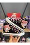 Black High Top Girls' Sports Shoes Sneaker with Printed Beads and Anklet Decoration - 2