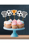 15Pcs Football Black White Fan Birthday Ornament Ornament Cupcake Cake Toothpicks 6-7cm Cupcake Toothpick - 2