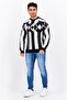 Men Crew Neck Long Sleeves Diamond Pattern Sweater, Black - 4