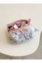 Pink Crispy Floral Makeup Bag Small Size Zippered Portfolio Bag with Lace Ribbon - 7