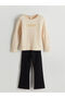 Lcw Kids Crew Neck Girls Blouse and Leggings Pants 2Pcs - 3