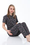 Anthracite Heart Patterned Cotton Summer Pajama Set - 2
