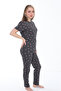 Anthracite Heart Patterned Cotton Summer Pajama Set - 8