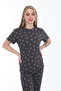 Anthracite Heart Patterned Cotton Summer Pajama Set - 7