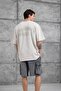 Men's T-Shirt Brand Written Washable Cream Oversize Printed Crew Neck Thick Cotton Fabric - 5