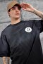 Men's T-Shirt Canfield Card Written Black Oversize Printed Crew Neck Thick Cotton Fabric - 2