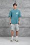 Men's T-Shirt 1111 Written Washable Green Oversize Printed Crew Neck Thick Cotton Fabric - 4