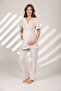 Melange Soft Textured Double Breasted Pajama Set with Dressing Gown - 6