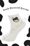 Quality (4 Pairs) Cotton Cow Pattern Short Booties Socks for Women and Children - 8