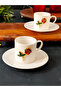 Rose Embroidered 4 Piece Porcelain Coffee Cup Set for 2 People - 2