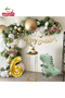 6 Years Oldretro Green Dinosaur Foiled Mildew Green Gold White Balloon Chain Set Birthday Party Set Ornament - 3